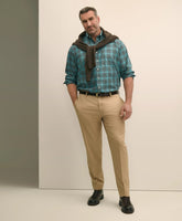 Big & Tall Stretch Cotton Non-Iron Twill Polo Button Down Collar, Tartan Shirt