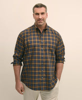 Big & Tall Stretch Supima® Cotton Non-Iron Twill Polo Button Down, Plaid Sport Shirt